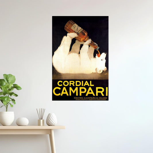 ITALY CORDIAL CAMPARI WHITE BEAR ITALIA VINTAGE POSTER