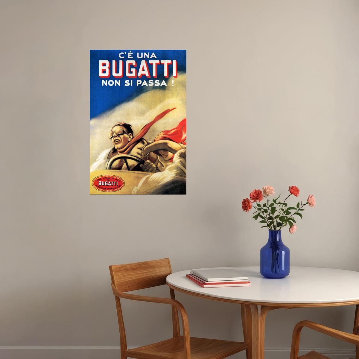 UNA NON SI PASSA CAN'T PASS FAST CAR COUPLE ITALY VINTAGE POSTER