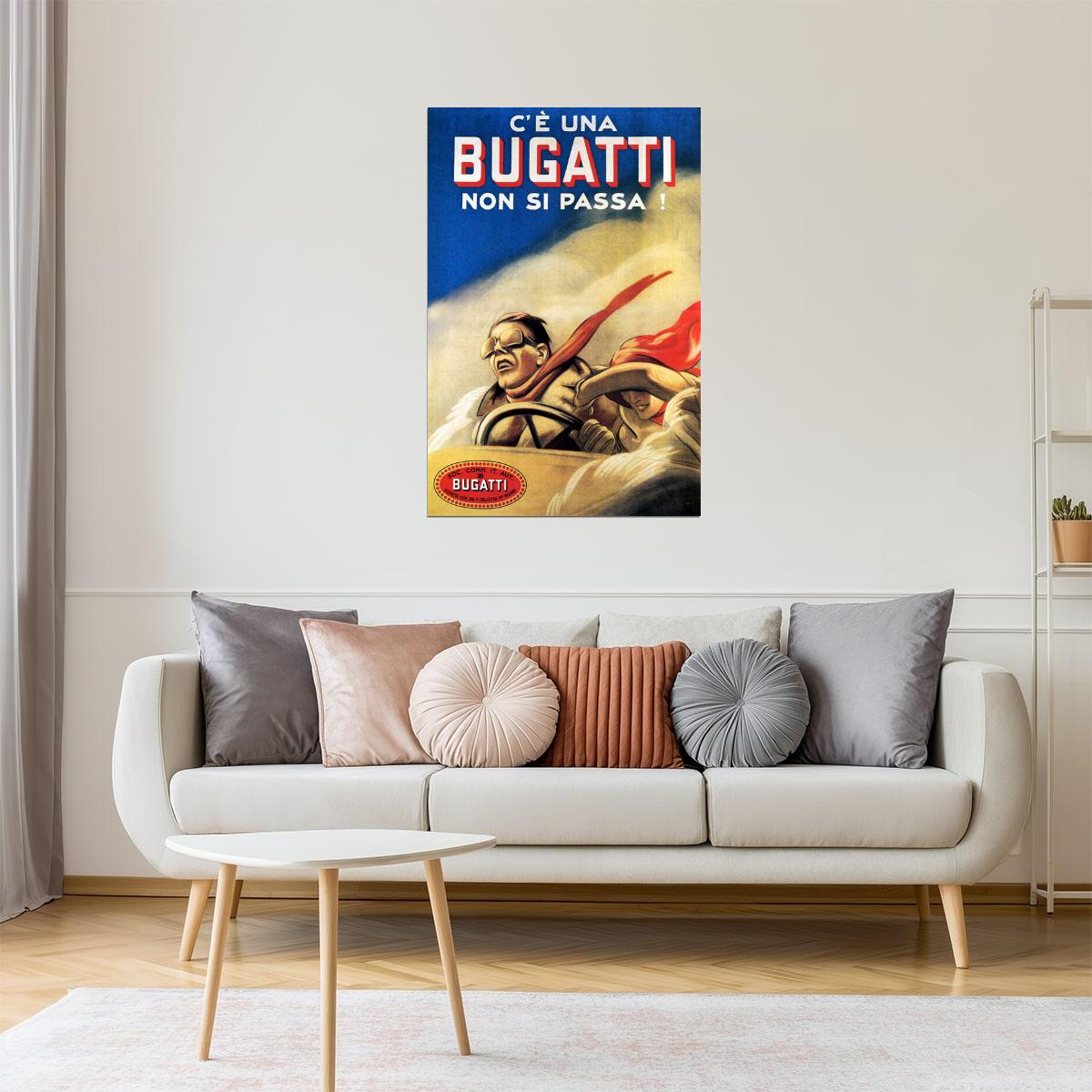 UNA NON SI PASSA CAN'T PASS FAST CAR COUPLE ITALY VINTAGE POSTER