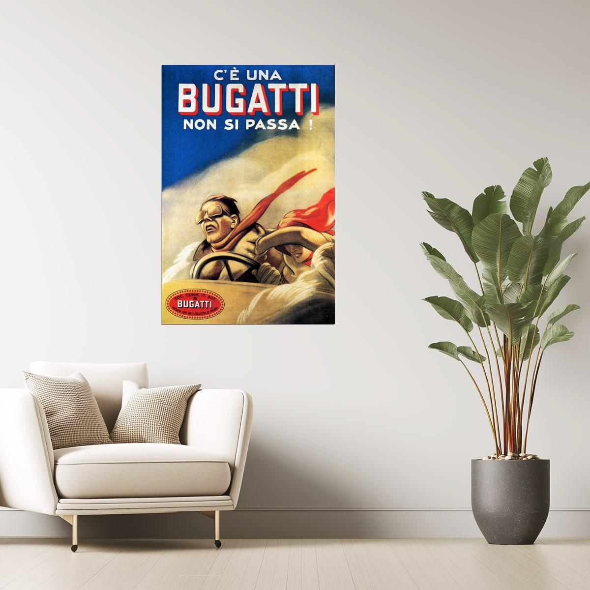 UNA NON SI PASSA CAN'T PASS FAST CAR COUPLE ITALY VINTAGE POSTER