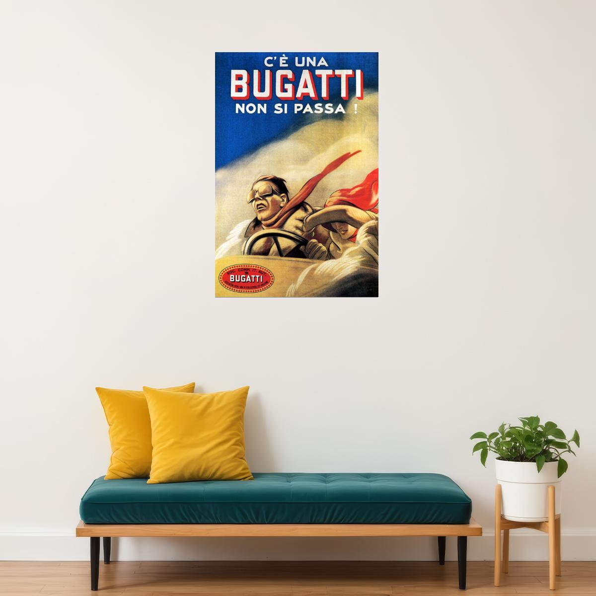 UNA NON SI PASSA CAN'T PASS FAST CAR COUPLE ITALY VINTAGE POSTER