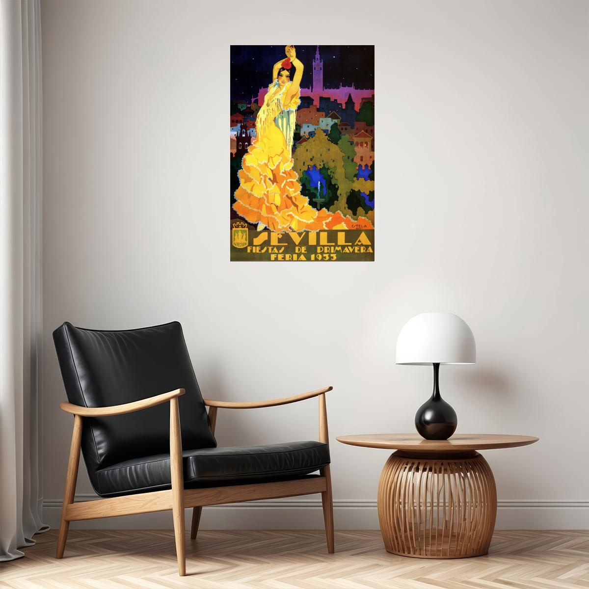 SPAIN 1933 SEVILLA FIESTA PRIMAVERA FLAMENCO SPANISH VINTAGE POSTER
