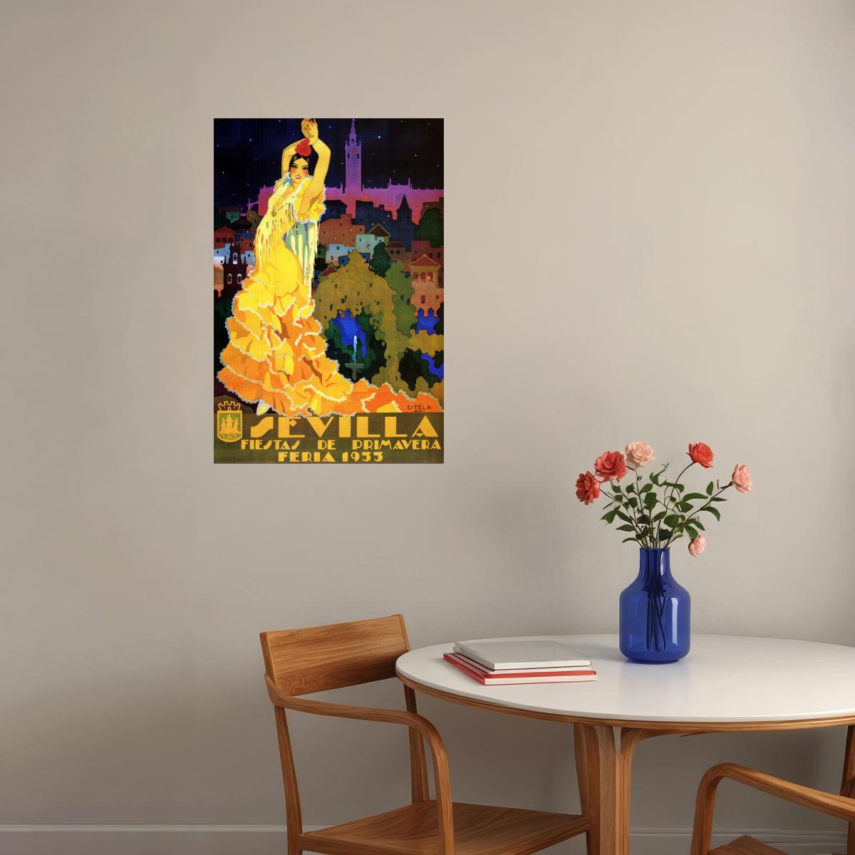 SPAIN 1933 SEVILLA FIESTA PRIMAVERA FLAMENCO SPANISH VINTAGE POSTER