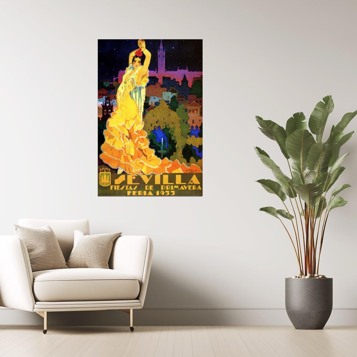 SPAIN 1933 SEVILLA FIESTA PRIMAVERA FLAMENCO SPANISH VINTAGE POSTER