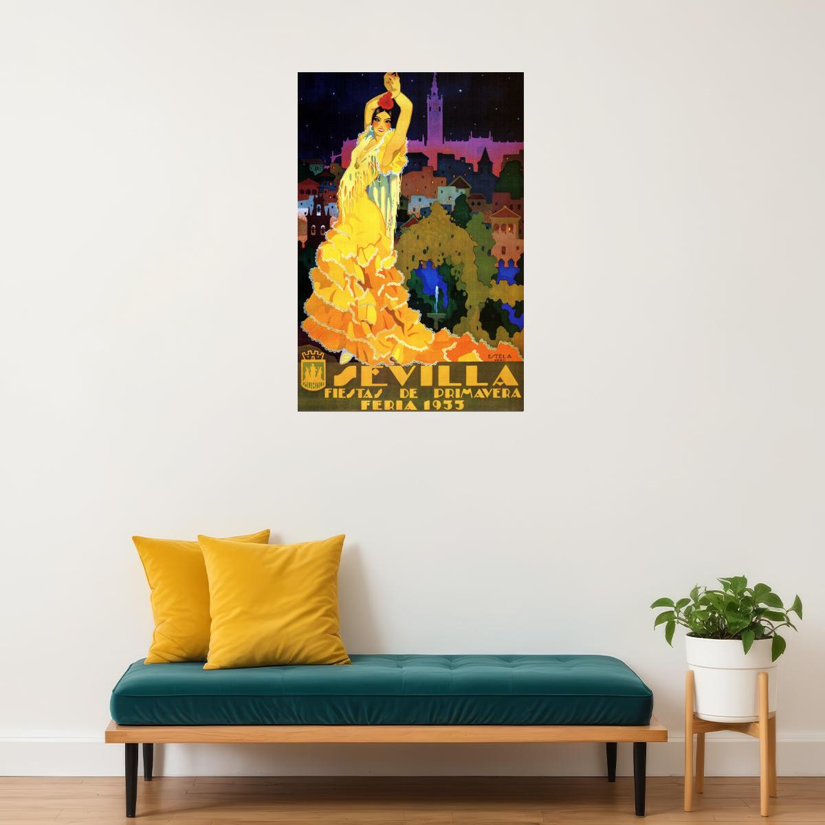 SPAIN 1933 SEVILLA FIESTA PRIMAVERA FLAMENCO SPANISH VINTAGE POSTER