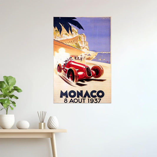 1937 MONACO GRAND PRIX CAR RACING RACE MONTE CARLO EUROPE VINTAGE POSTER