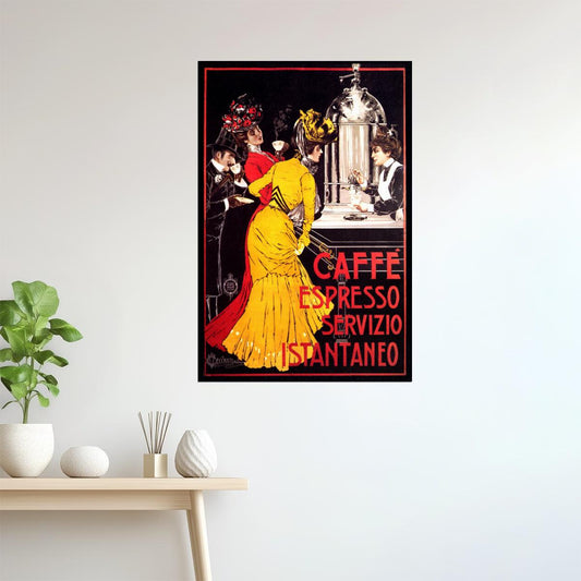 LADY CAFFE ESPRESSO COFFEE MACHINE INSTANT SERVICE ITALIAN VINTAGE POSTER