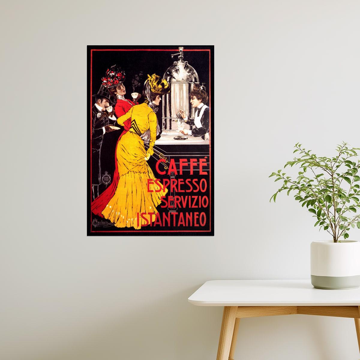 LADY CAFFE ESPRESSO COFFEE MACHINE INSTANT SERVICE ITALIAN VINTAGE POSTER