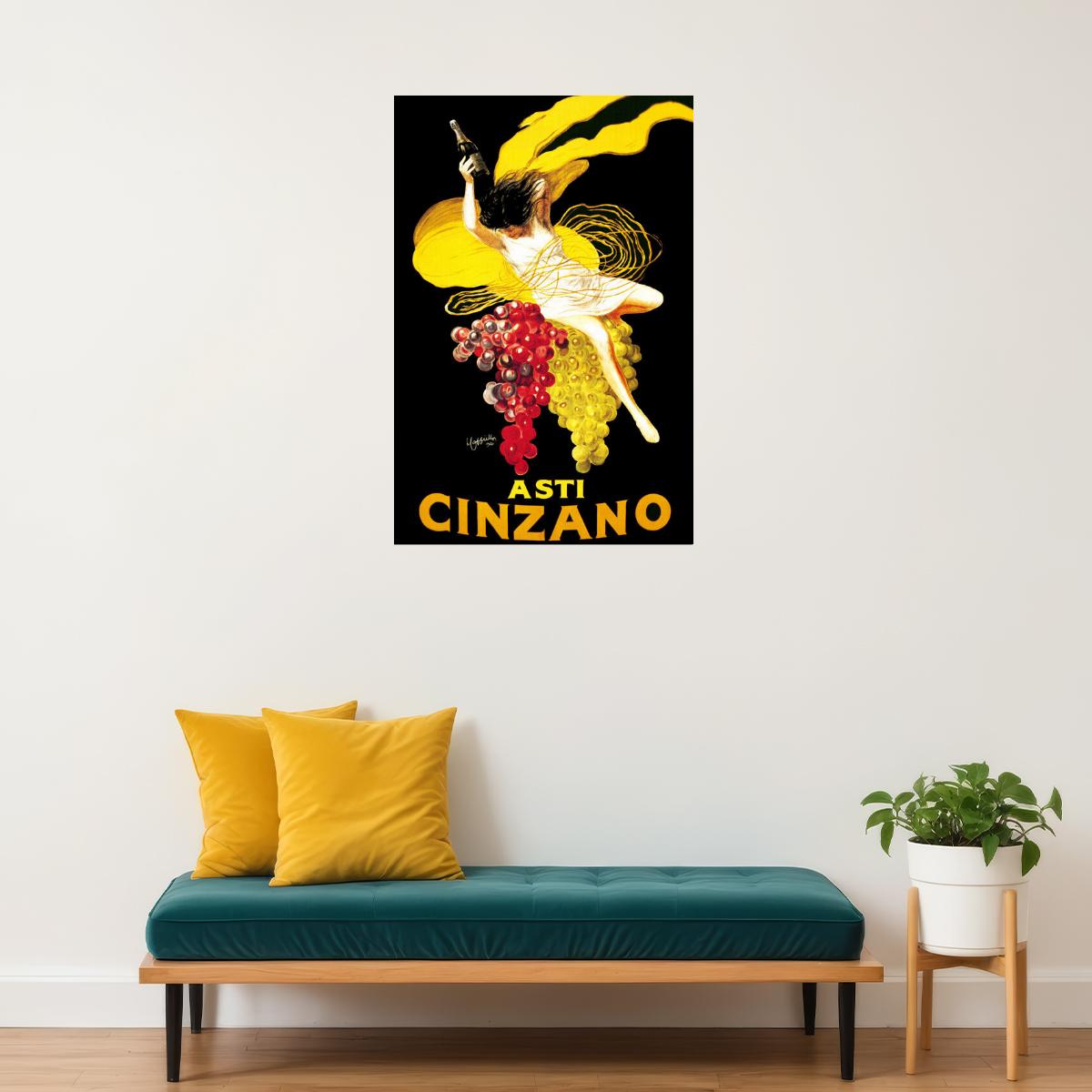 ASTI CINZANO WINE WOMAN GRAPE DRINK ALCOHOL ITALY CAPPIELLO VINTAGE POSTER