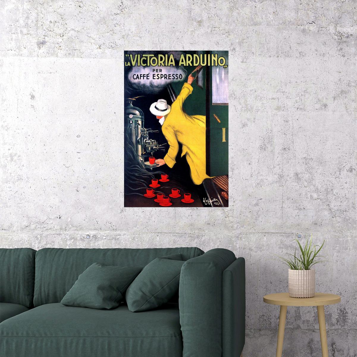 VICTORIA ARDUINO CAFFE ESPRESSO COFFE MACHINE ITALY TRAIN VINTAGE POSTER