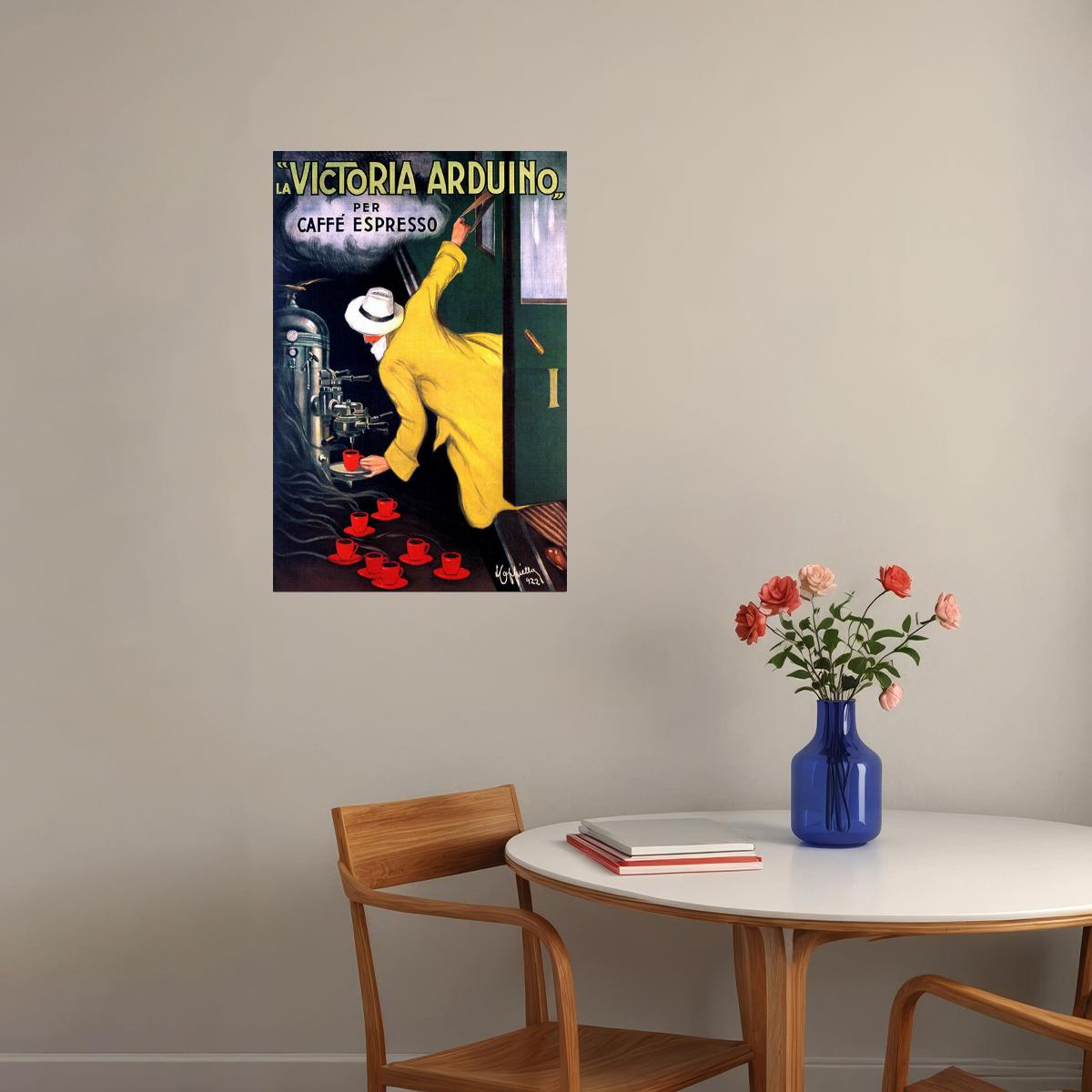 VICTORIA ARDUINO CAFFE ESPRESSO COFFE MACHINE ITALY TRAIN VINTAGE POSTER