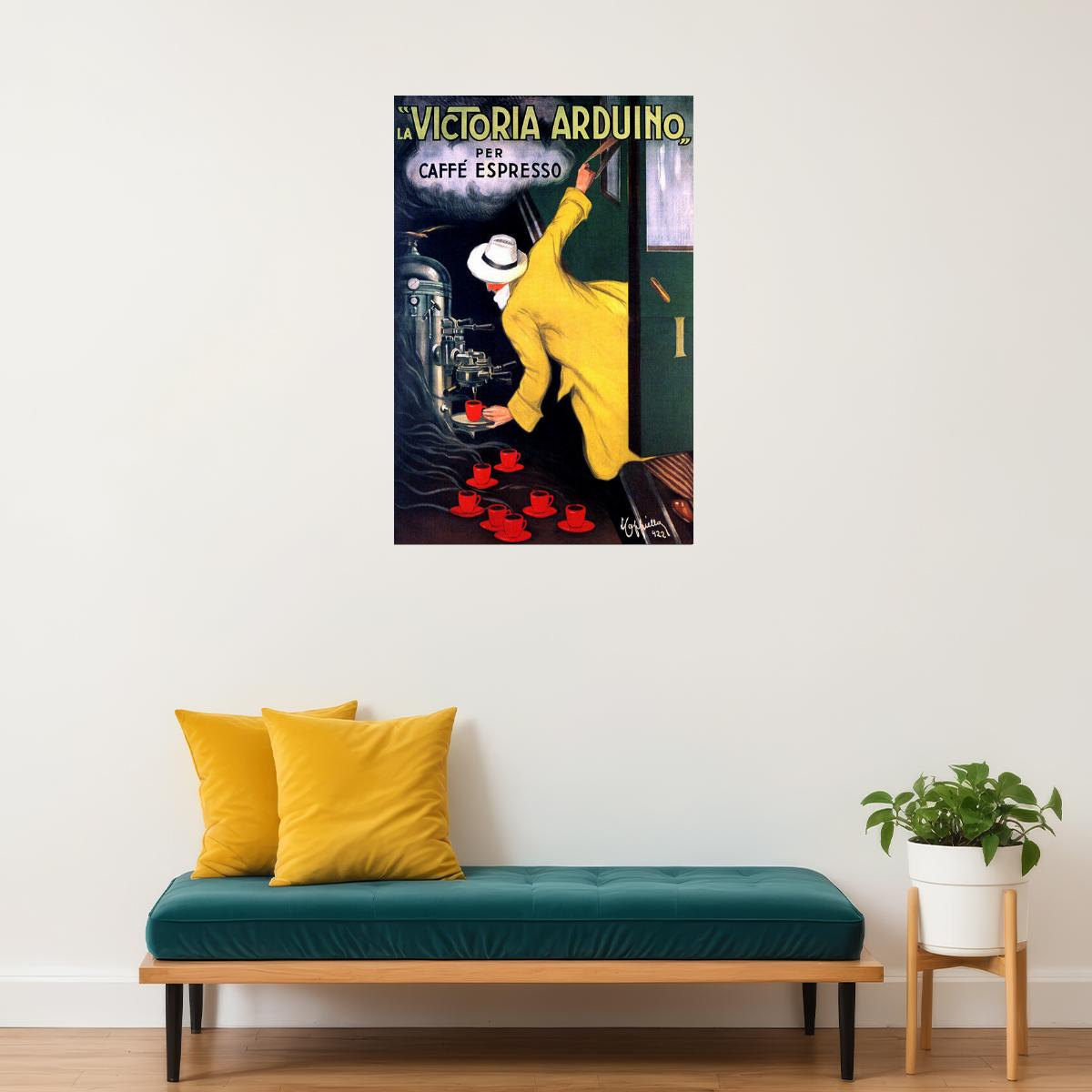 VICTORIA ARDUINO CAFFE ESPRESSO COFFE MACHINE ITALY TRAIN VINTAGE POSTER