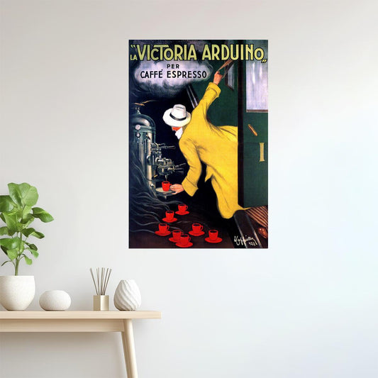 VICTORIA ARDUINO CAFFE ESPRESSO COFFE MACHINE ITALY TRAIN VINTAGE POSTER