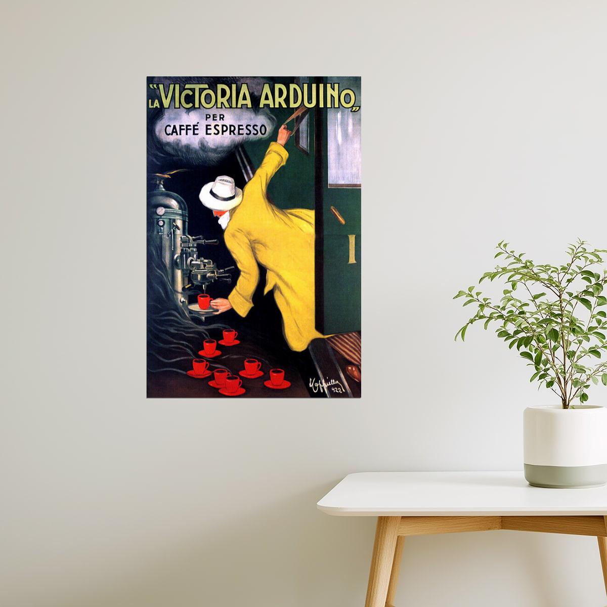 VICTORIA ARDUINO CAFFE ESPRESSO COFFE MACHINE ITALY TRAIN VINTAGE POSTER
