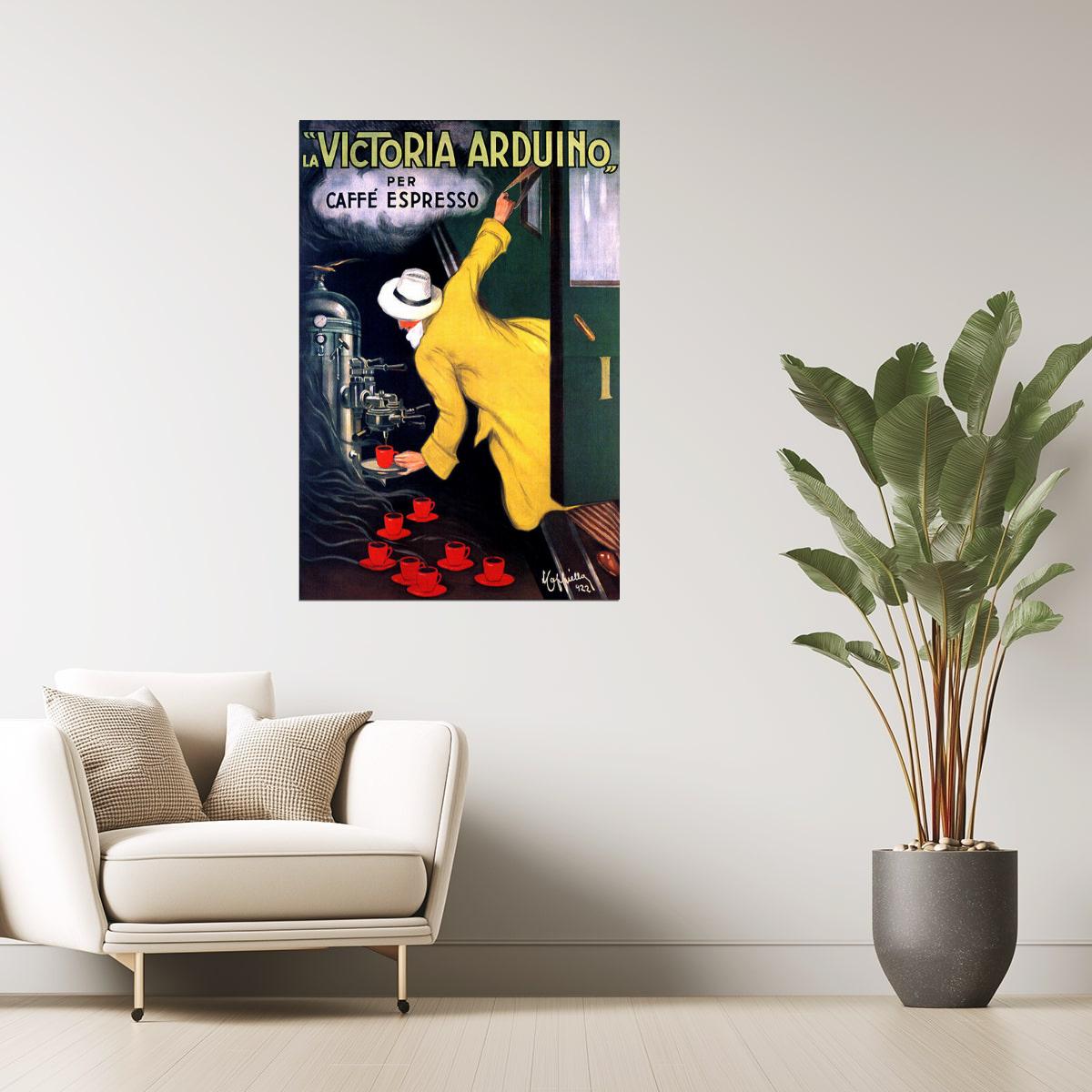 VICTORIA ARDUINO CAFFE ESPRESSO COFFE MACHINE ITALY TRAIN VINTAGE POSTER