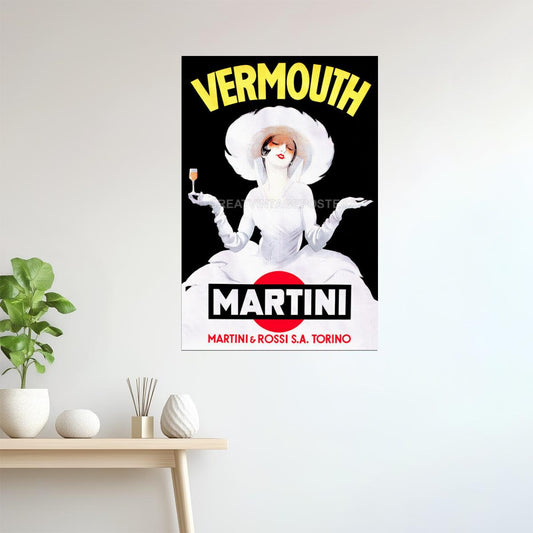 ITALY VERMOUTH MARTINI ROSSI GIRL WHITE DRESS HAT DRINK VINTAGE POSTER