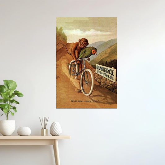 AMERICAN COLUMBIA BICYCLE BIKE PARROT MONKEY HEAVENLY TIME VINTAGE POSTER