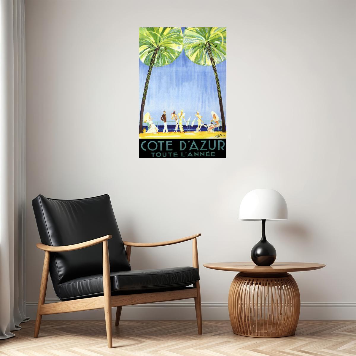 COTE D'AZUR FASHION FRANCE BEACH EUROPE TOURISM TRAVEL FINE VINTAGE POSTER
