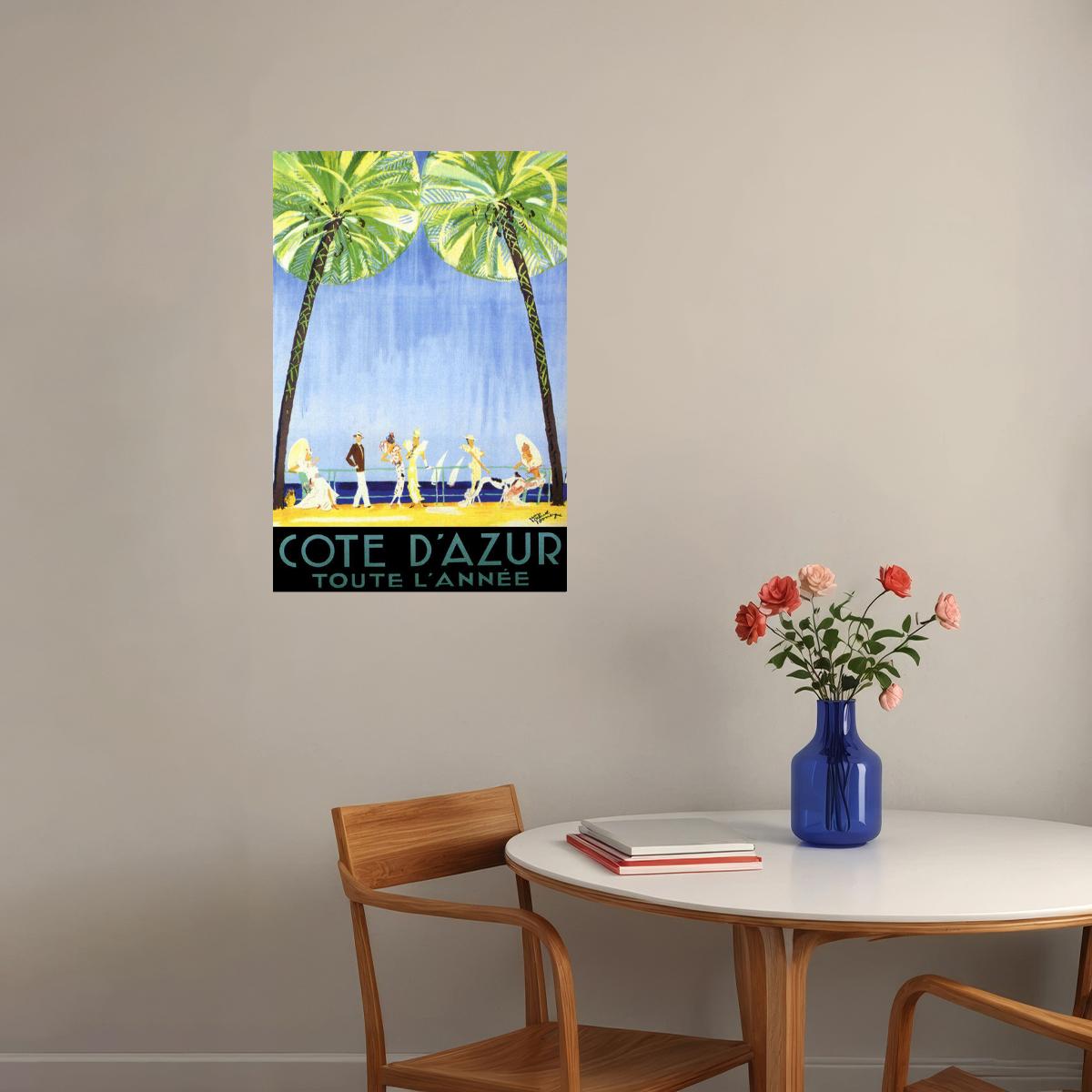 COTE D'AZUR FASHION FRANCE BEACH EUROPE TOURISM TRAVEL FINE VINTAGE POSTER