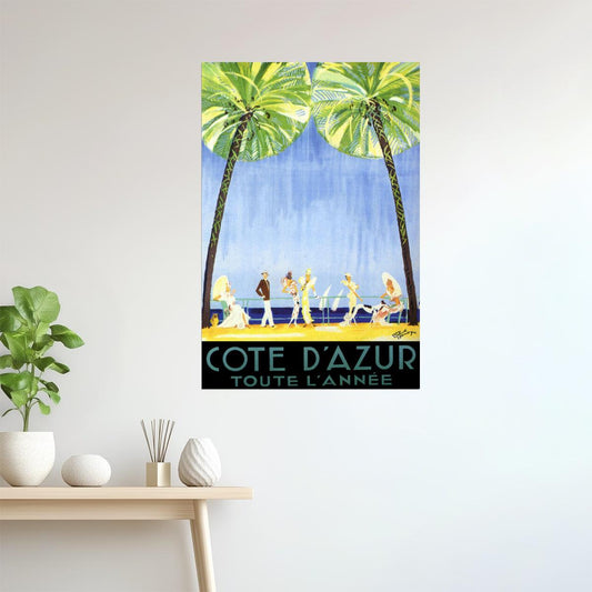 COTE D'AZUR FASHION FRANCE BEACH EUROPE TOURISM TRAVEL FINE VINTAGE POSTER