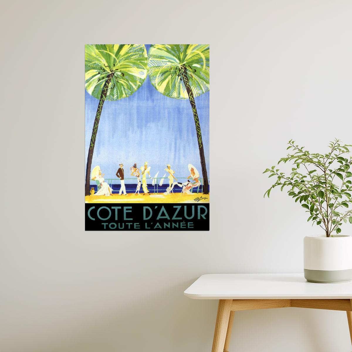 COTE D'AZUR FASHION FRANCE BEACH EUROPE TOURISM TRAVEL FINE VINTAGE POSTER