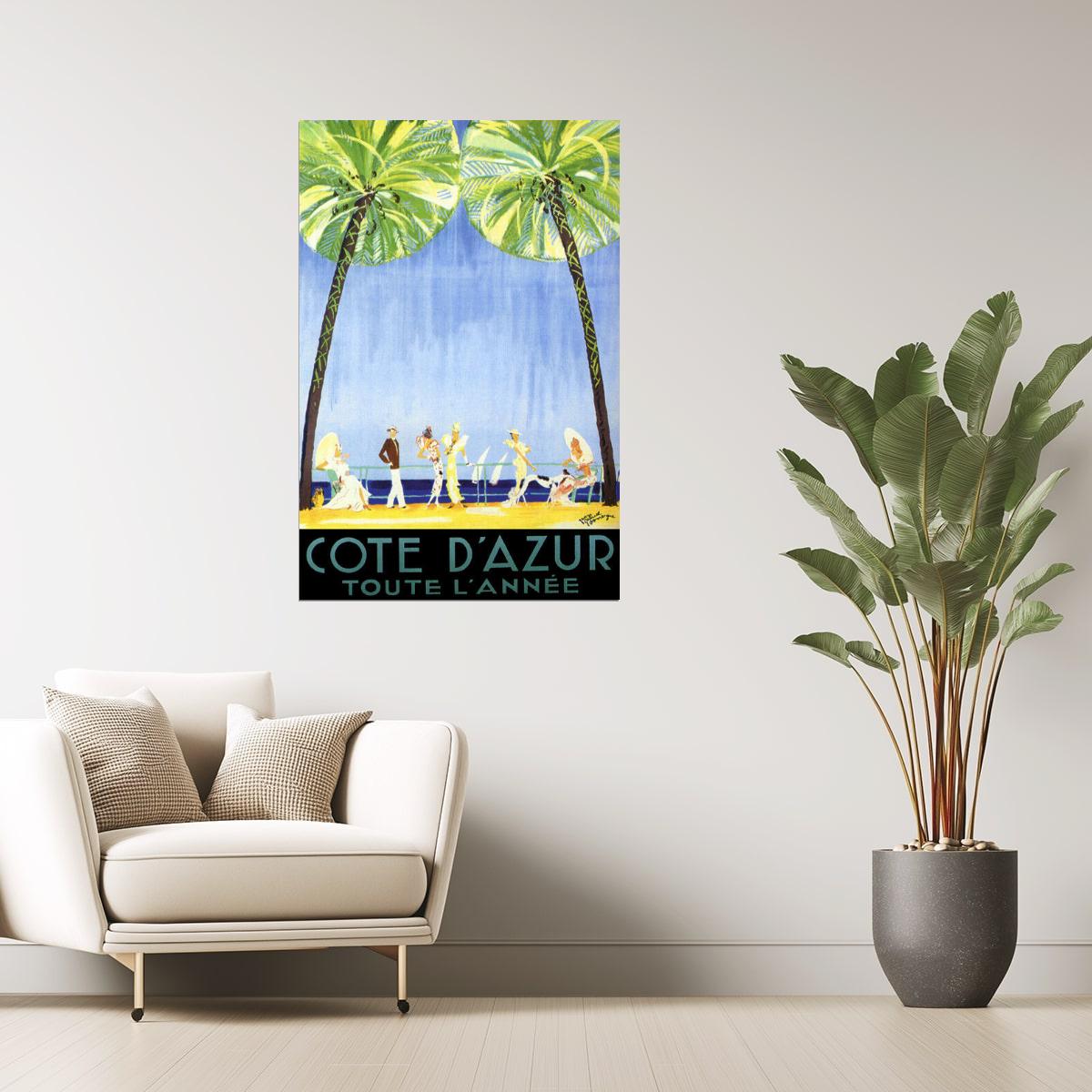 COTE D'AZUR FASHION FRANCE BEACH EUROPE TOURISM TRAVEL FINE VINTAGE POSTER