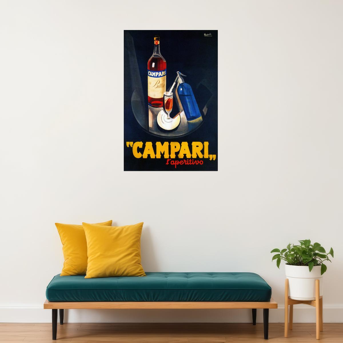 ITALY CAMPARI LIQUOR DRINK ITALIA ALCOHOLIC LIQUOR APERITIF VINTAGE POSTER