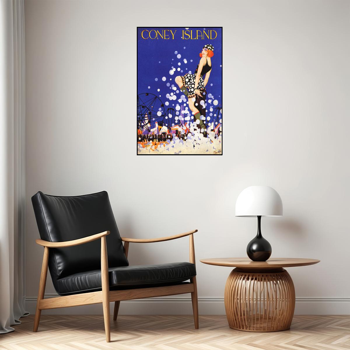 CONEY ISLAND LUNA PARK BROOKLYN NEW YORK MANHATTAN BEACH VINTAGE POSTER