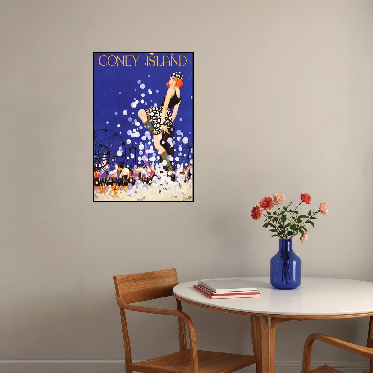 CONEY ISLAND LUNA PARK BROOKLYN NEW YORK MANHATTAN BEACH VINTAGE POSTER