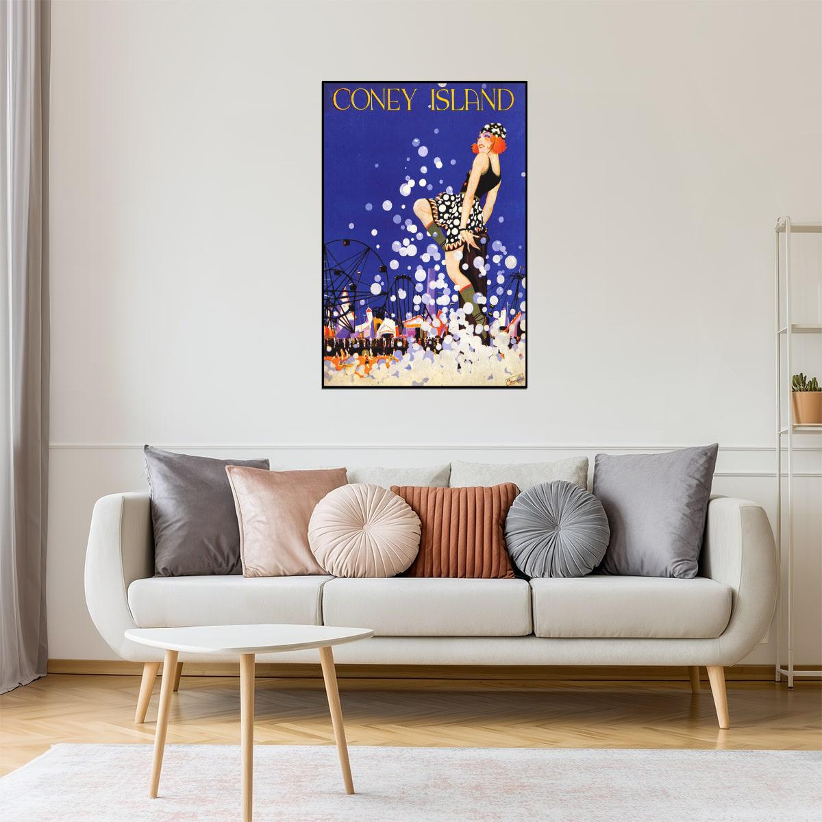 CONEY ISLAND LUNA PARK BROOKLYN NEW YORK MANHATTAN BEACH VINTAGE POSTER