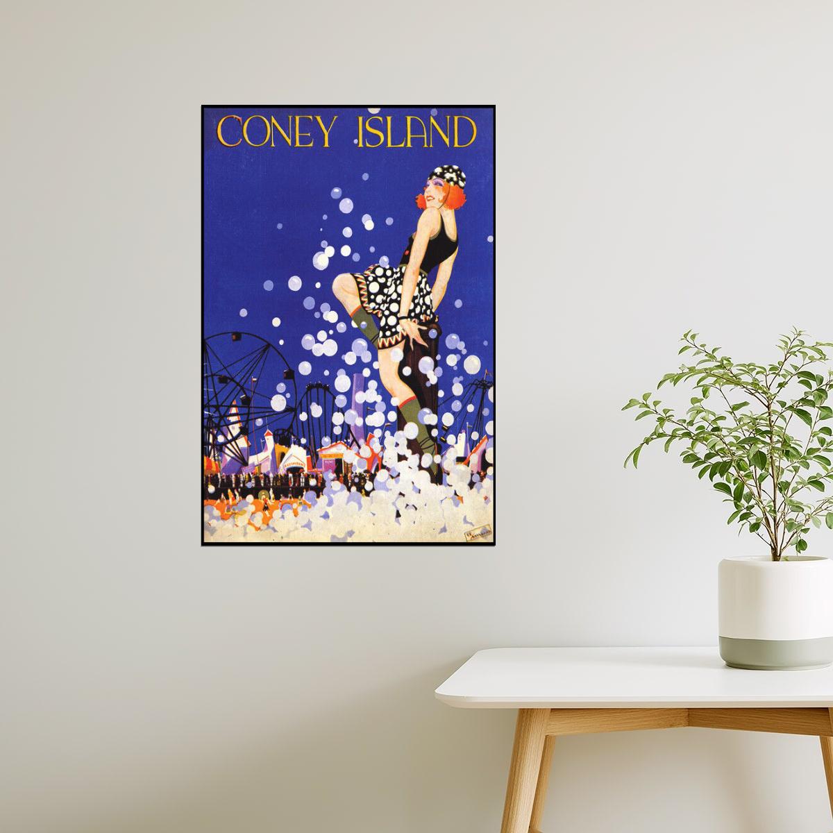 CONEY ISLAND LUNA PARK BROOKLYN NEW YORK MANHATTAN BEACH VINTAGE POSTER