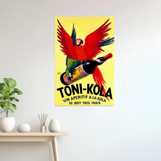 APERITIF TONI KOLA PARROT BOTTLE ALCOHOL ITALY FRESH DRINKS VINTAGE POSTER