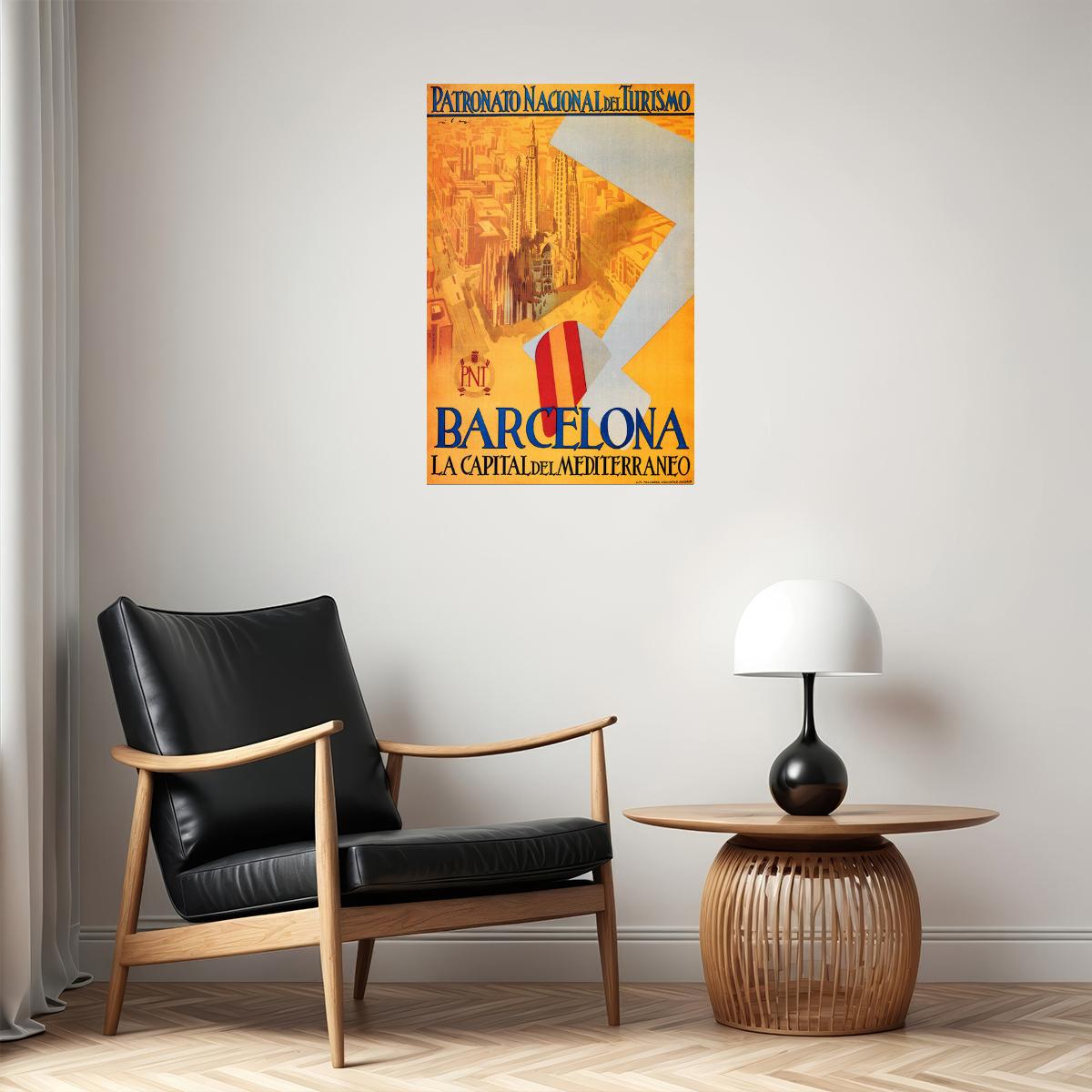 SPAIN BARCELONA PATRONATO NACIONAL TRAVEL TOURISM VINTAGE POSTER