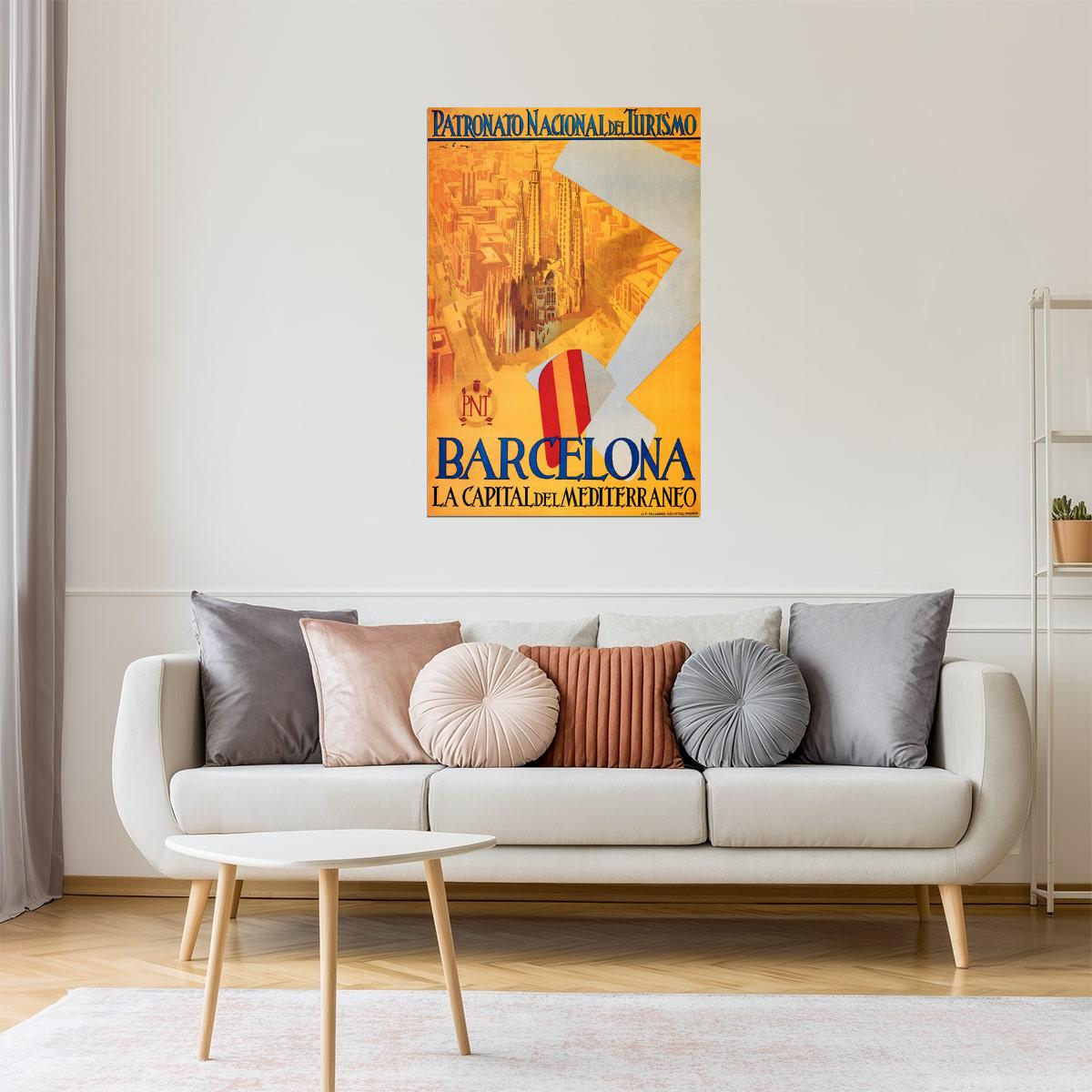 SPAIN BARCELONA PATRONATO NACIONAL TRAVEL TOURISM VINTAGE POSTER