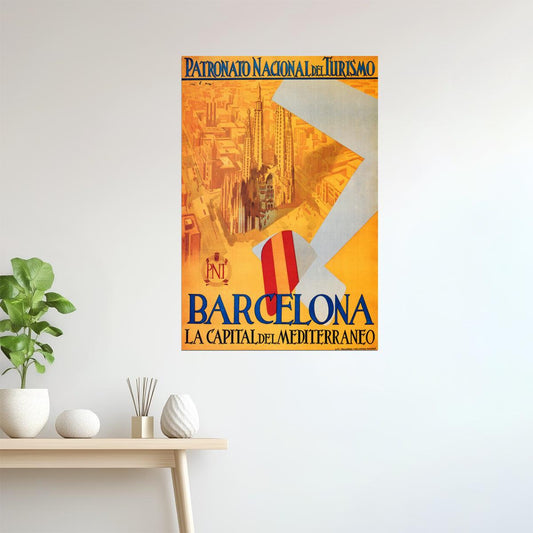 SPAIN BARCELONA PATRONATO NACIONAL TRAVEL TOURISM VINTAGE POSTER