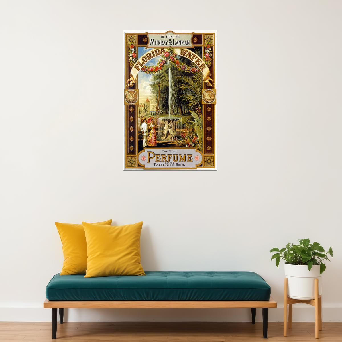FLORIDA WATER THE GENUINE MURRAY & LANMAN PERFUME FOUNTAIN VINTAGE POSTER