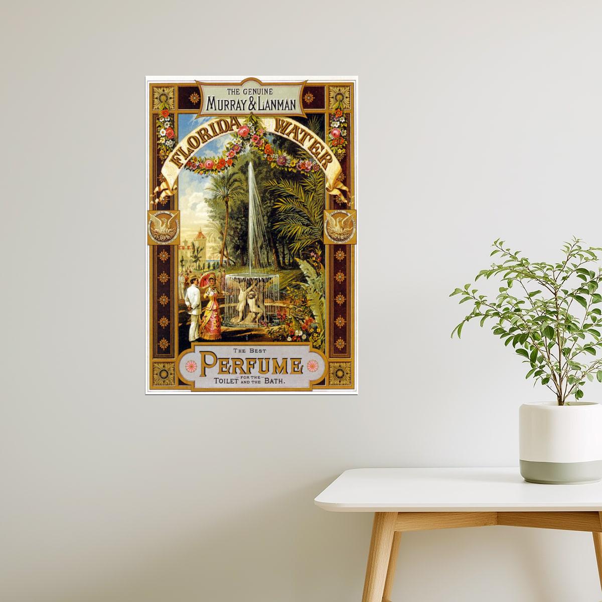 FLORIDA WATER THE GENUINE MURRAY & LANMAN PERFUME FOUNTAIN VINTAGE POSTER