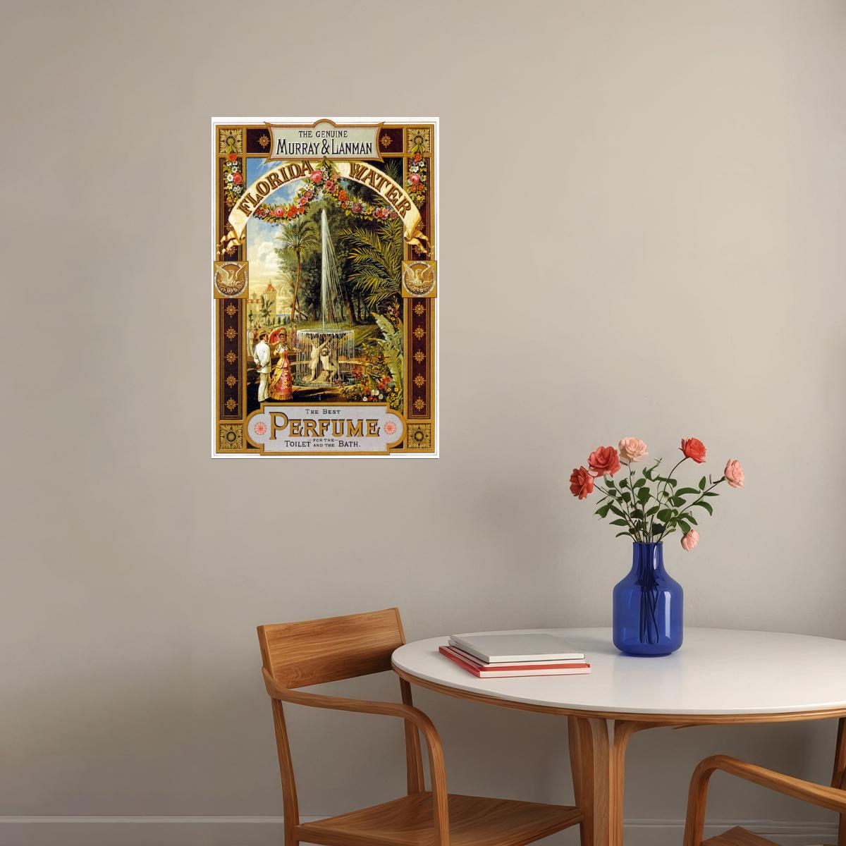 FLORIDA WATER THE GENUINE MURRAY & LANMAN PERFUME FOUNTAIN VINTAGE POSTER