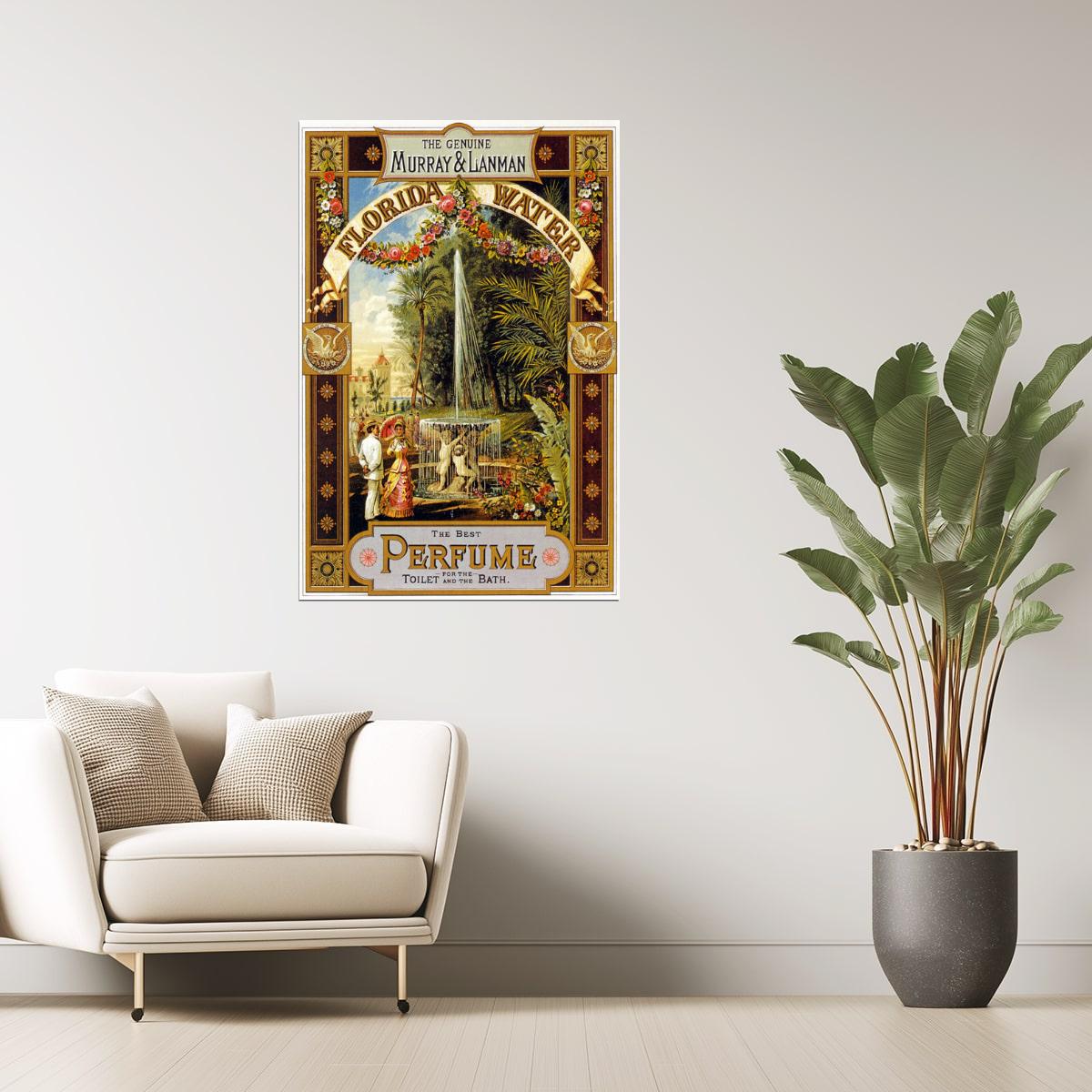 FLORIDA WATER THE GENUINE MURRAY & LANMAN PERFUME FOUNTAIN VINTAGE POSTER
