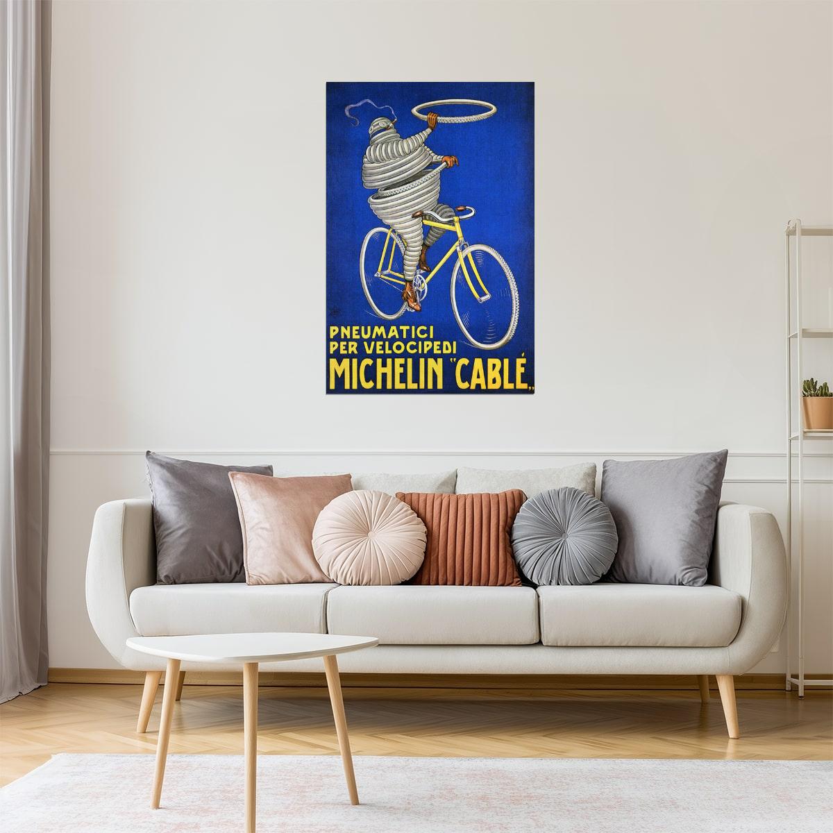 ITALY MICHELIN PNEUMATICI TIRES FOR CYCLES BICYCLE BIKE VINTAGE POSTER