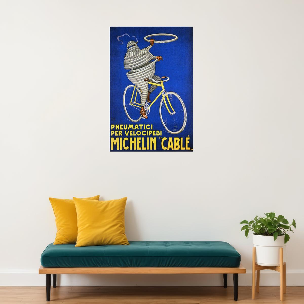 ITALY MICHELIN PNEUMATICI TIRES FOR CYCLES BICYCLE BIKE VINTAGE POSTER