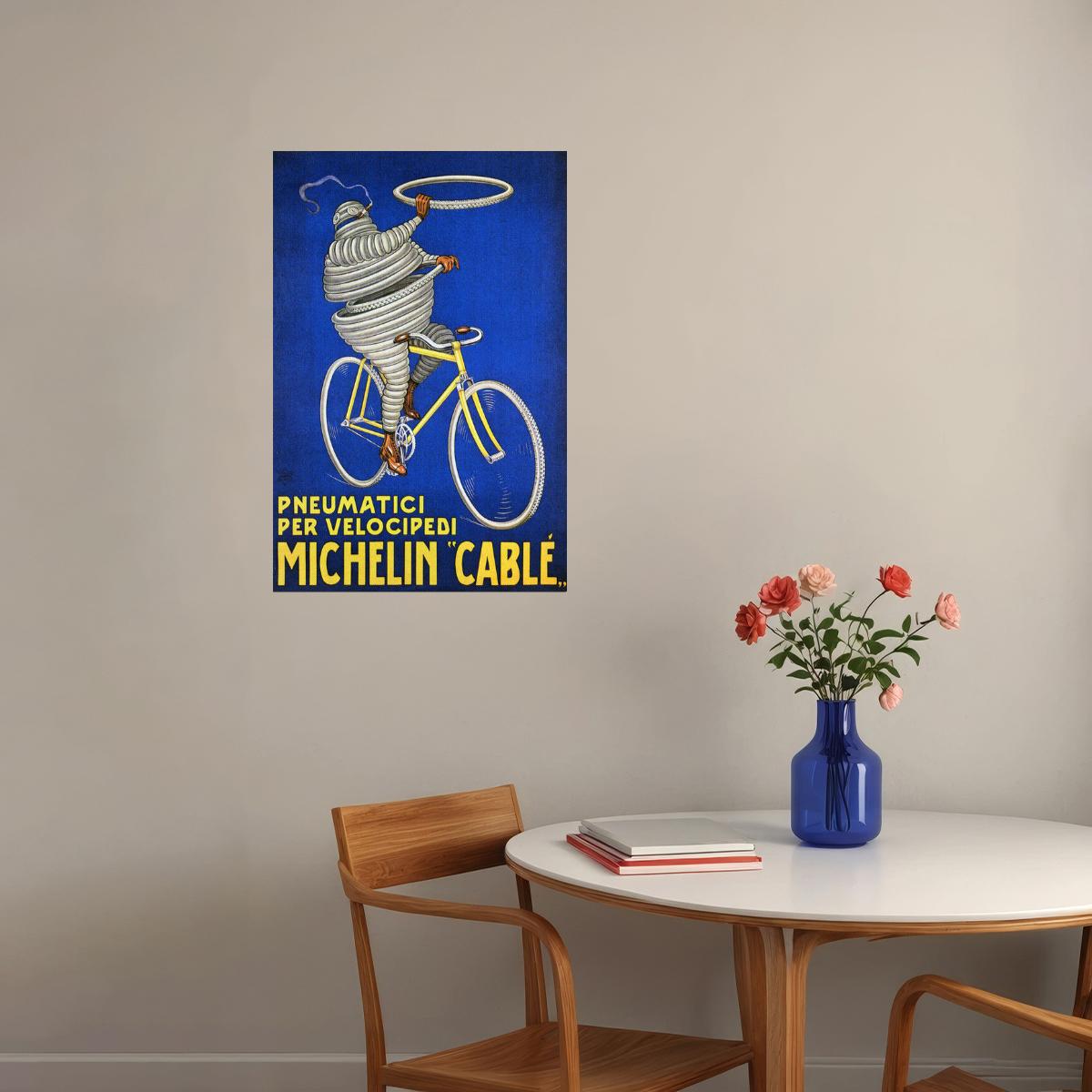ITALY MICHELIN PNEUMATICI TIRES FOR CYCLES BICYCLE BIKE VINTAGE POSTER