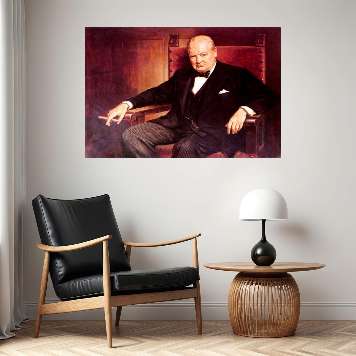 SIR WINSTON CHURCHILL PRIME MINISTER UNITED KINGDOM PAINTING BY ARTHUR PAN POSTER