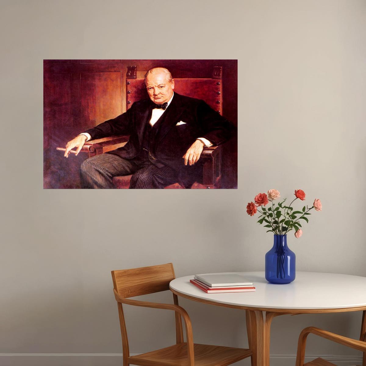 SIR WINSTON CHURCHILL PRIME MINISTER UNITED KINGDOM PAINTING BY ARTHUR PAN POSTER