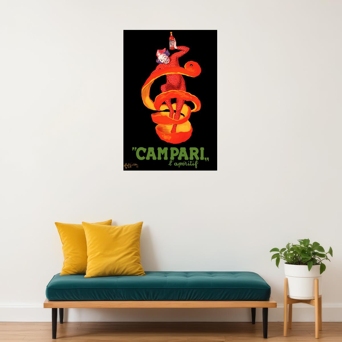 CAMPARI APERITIF ORANGE PEEL CLOWN DRINK ITALY CAPPIELLO VINTAGE POSTER