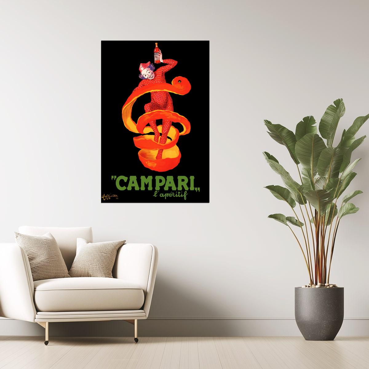 CAMPARI APERITIF ORANGE PEEL CLOWN DRINK ITALY CAPPIELLO VINTAGE POSTER