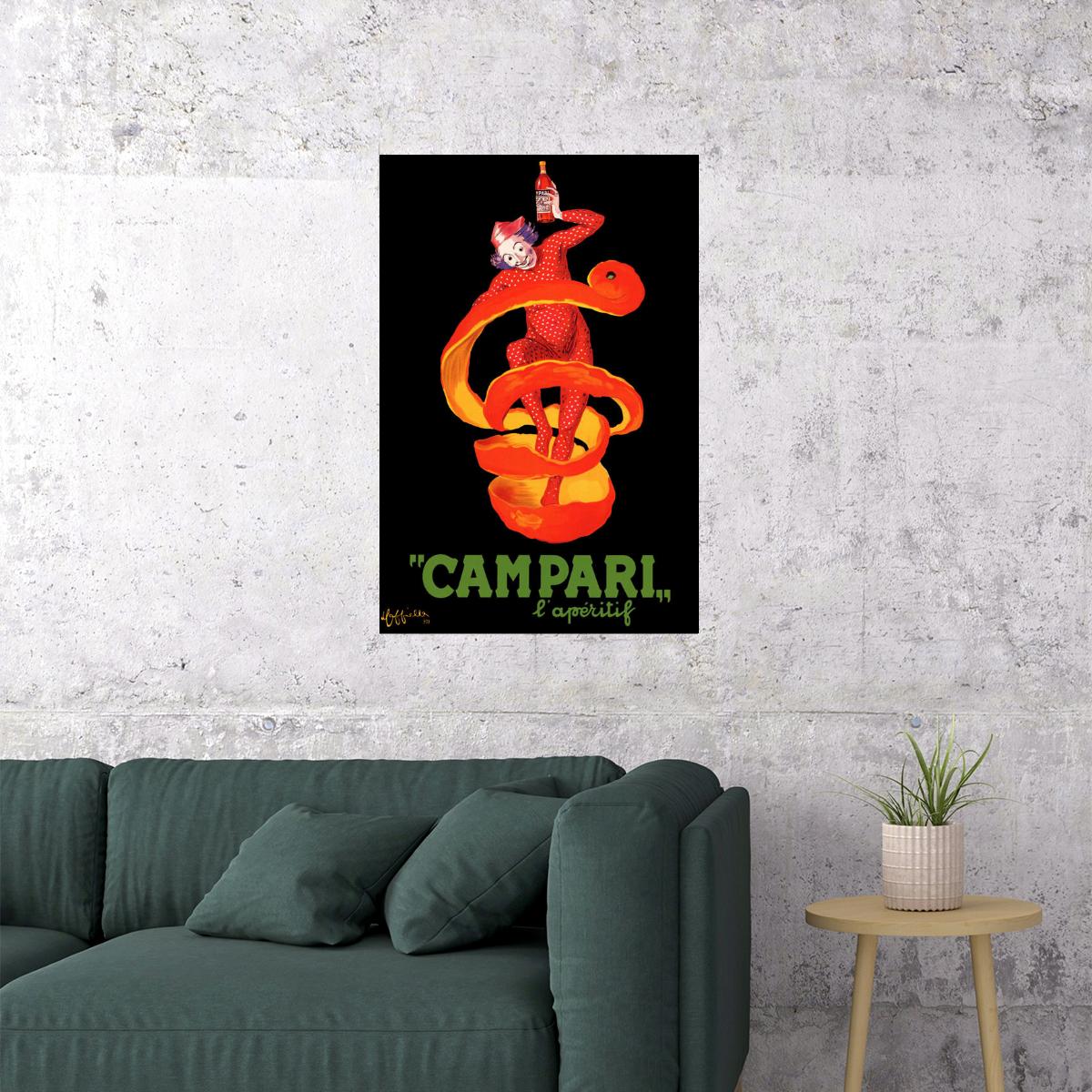 CAMPARI APERITIF ORANGE PEEL CLOWN DRINK ITALY CAPPIELLO VINTAGE POSTER