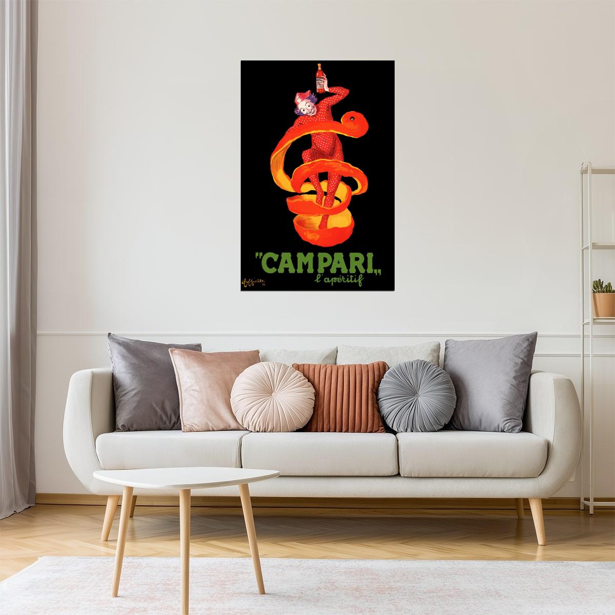 CAMPARI APERITIF ORANGE PEEL CLOWN DRINK ITALY CAPPIELLO VINTAGE POSTER