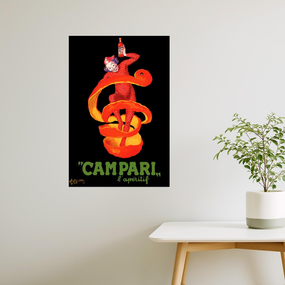 CAMPARI APERITIF ORANGE PEEL CLOWN DRINK ITALY CAPPIELLO VINTAGE POSTER