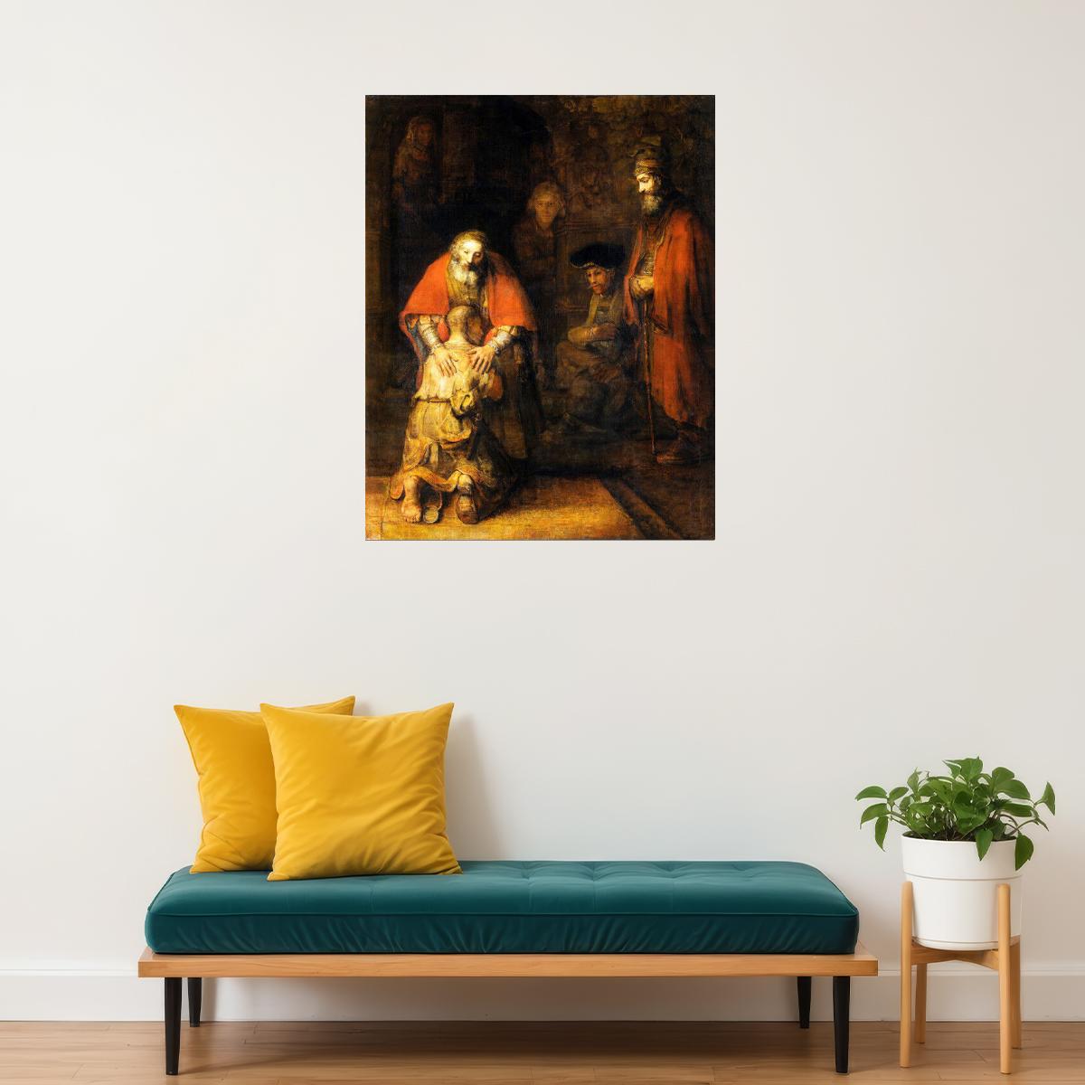 RETURN OF THE PRODIGAL SON RELIGION PAINTING BY REMBRANDT POSTER